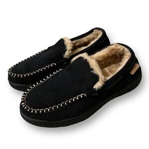 Zigzagger Men's Moccasin Slippers Memory Foam House Shoes Black